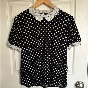 Black and white polka dot blouse
